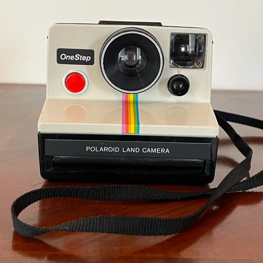 Polaroid One Step Rainbow Instant Land Camera Black Beige Vintage 70s 80s WORKS